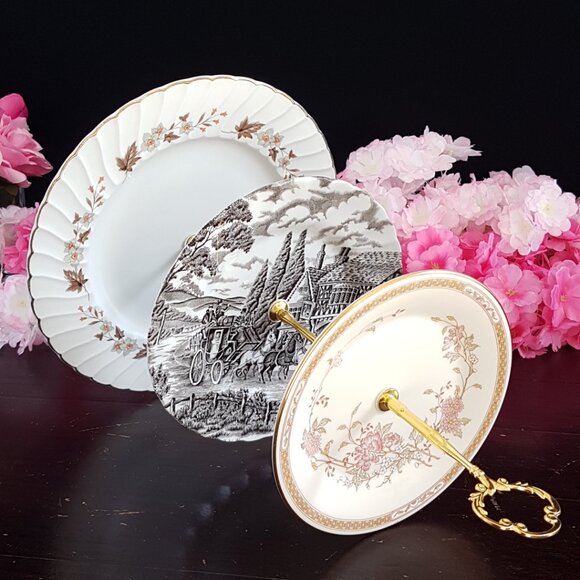 Handmade 3 Tier Cake Stand in Farmhouse Autumn Browns: Dessert Stand Gift - Picture 2 of 11